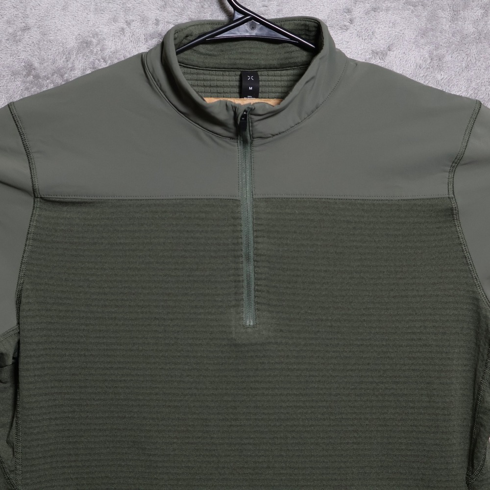 Ten Thousand Mens Medium OD Green Tactical Over Zip 1/4 Waffle Knit Pullover